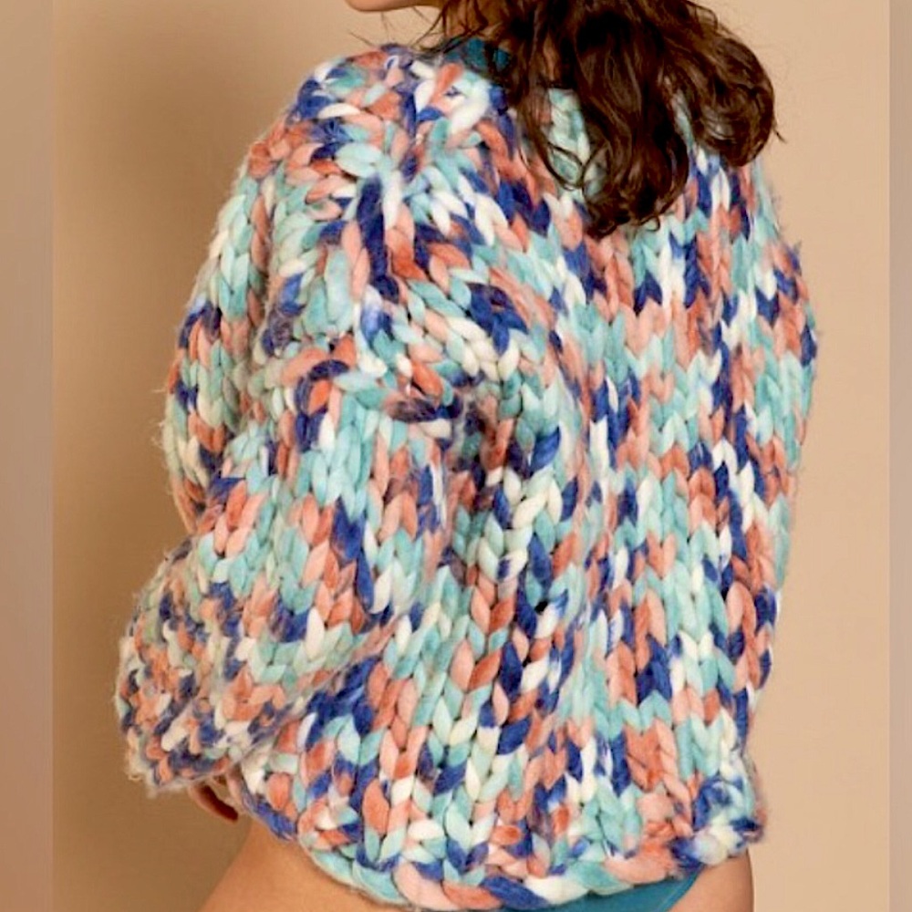 POL Multi Color Chunky Knit Handmade Sweater - Picture 4 of 7